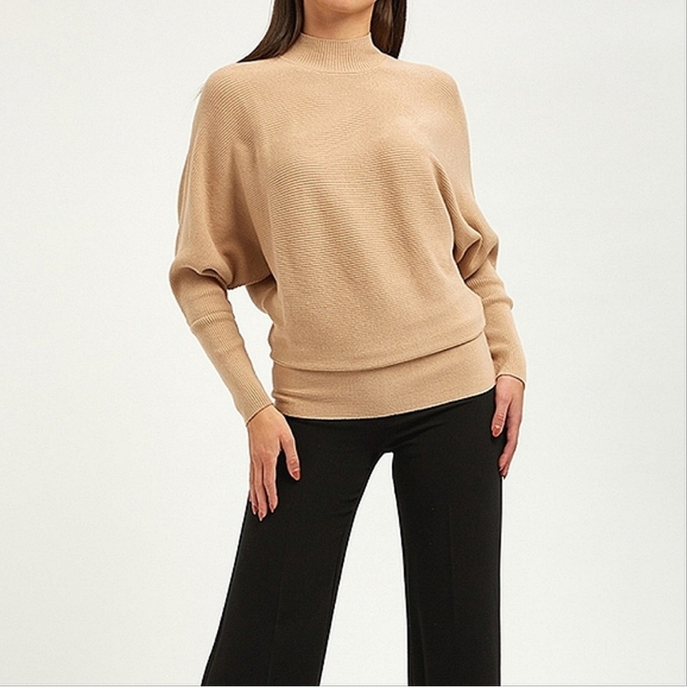 NWT REISS LIDIA Camel / Tan Ribbed Cashmere Sweater Top